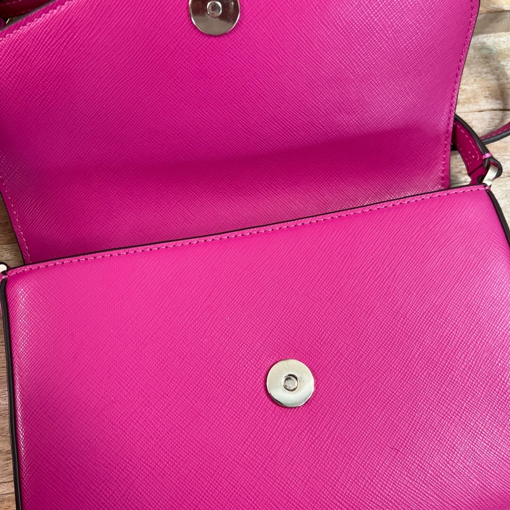Kate Spade Sadie Envelope Crossbody Purse in Candied Plum Pink Leather - Picture 6 of 16
